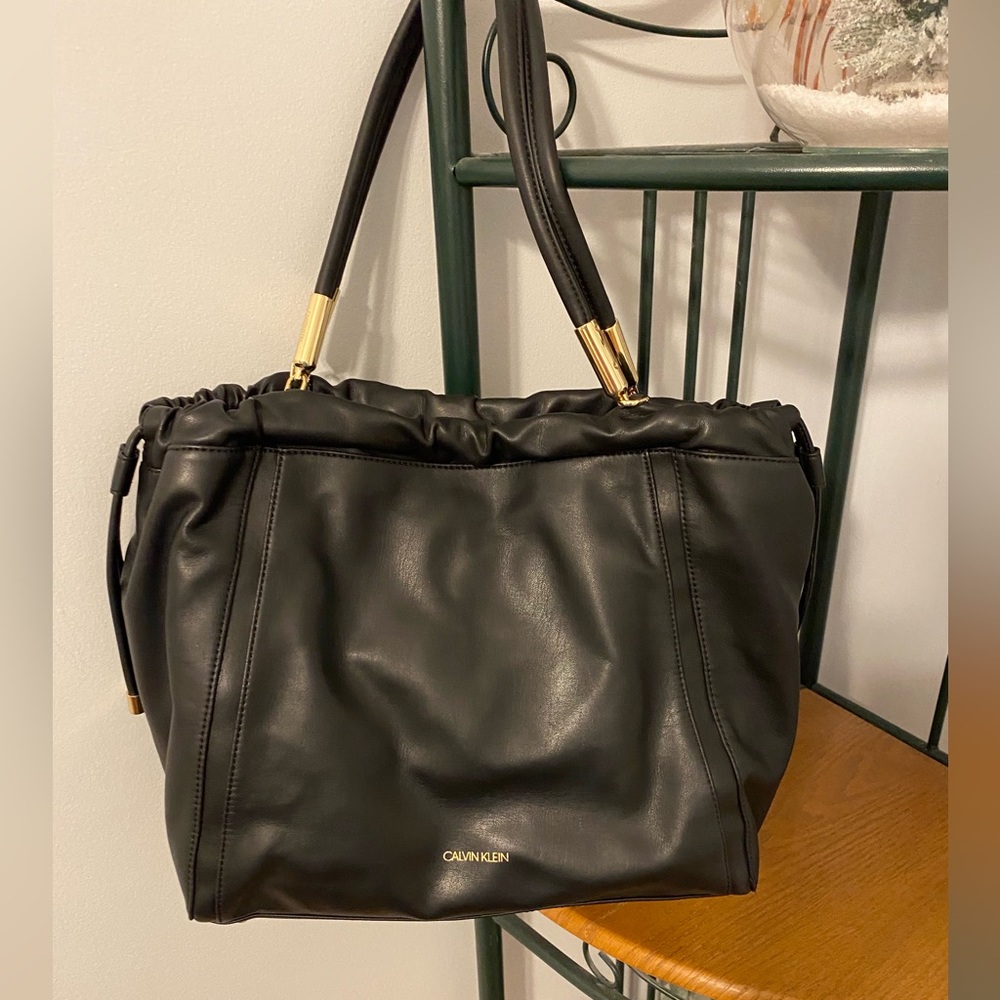 NEW black Calvin Klein Vegan Leather Tote